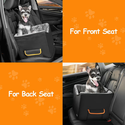 Dog Car Seat for Small Dogs, Elevated Dog Booster Seat Pet Travel Carrier Bed for Car with Adjustable Straps Pet Car Booster Seat for Small Dogs Cats