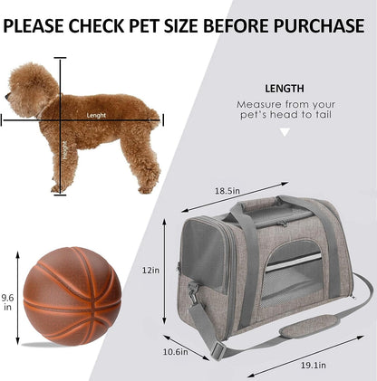 Cat Carrier Dog Carriers for Small Dogs Soft Slided Airline Approved Collapsible Pet Travel Carrier, Small (19" W X 12" H X 10.6" D)