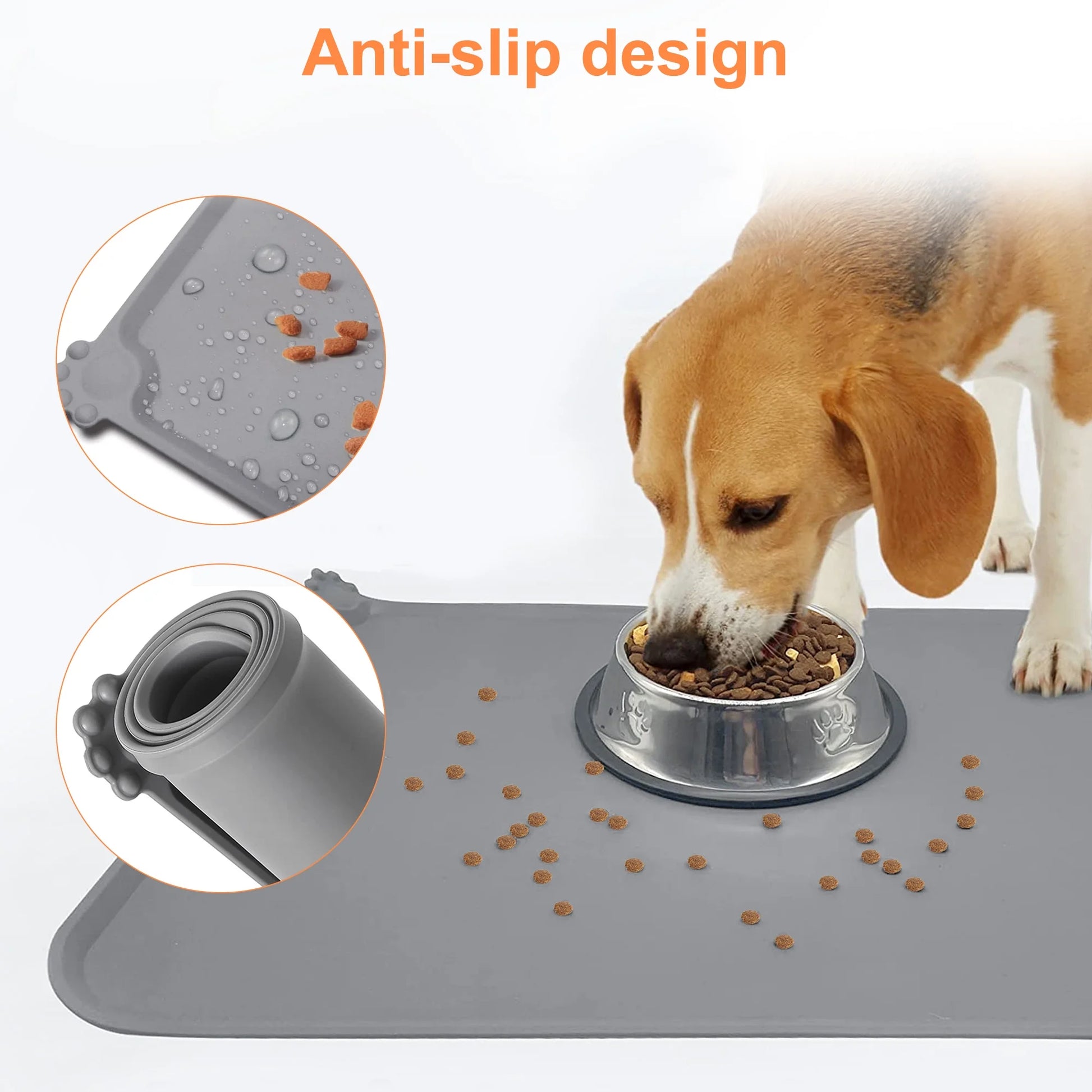 Dog Mat Food Tray,  Pet Food Tray for Food and Water Bowls Silicone Feeding Placemat Trays to Put under Pet Food Bowls Animal Food Bowl Waterproof Mat with Raised Edges