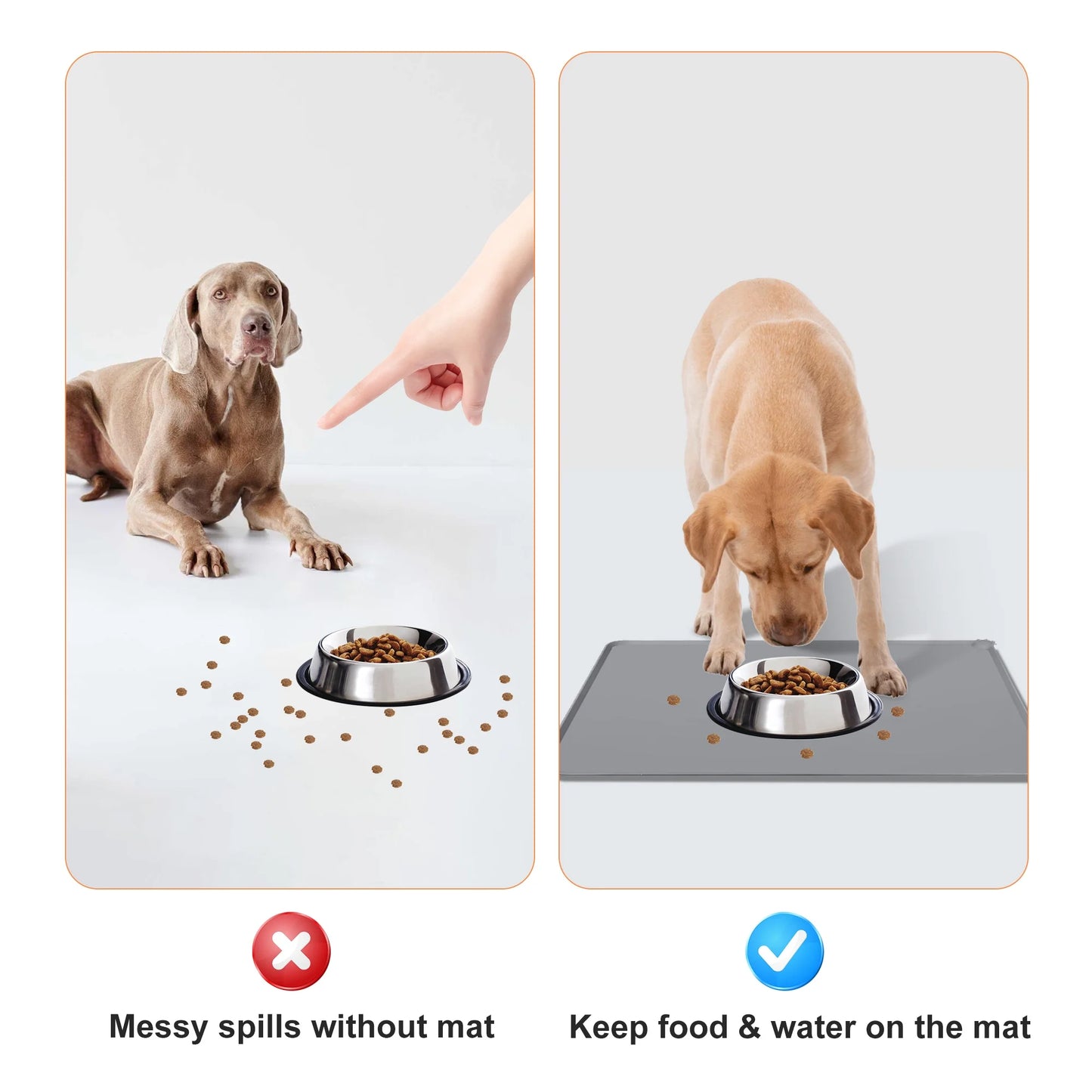 Dog Mat Food Tray,  Pet Food Tray for Food and Water Bowls Silicone Feeding Placemat Trays to Put under Pet Food Bowls Animal Food Bowl Waterproof Mat with Raised Edges