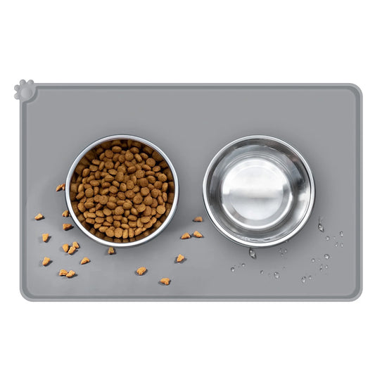 Dog Mat Food Tray,  Pet Food Tray for Food and Water Bowls Silicone Feeding Placemat Trays to Put under Pet Food Bowls Animal Food Bowl Waterproof Mat with Raised Edges