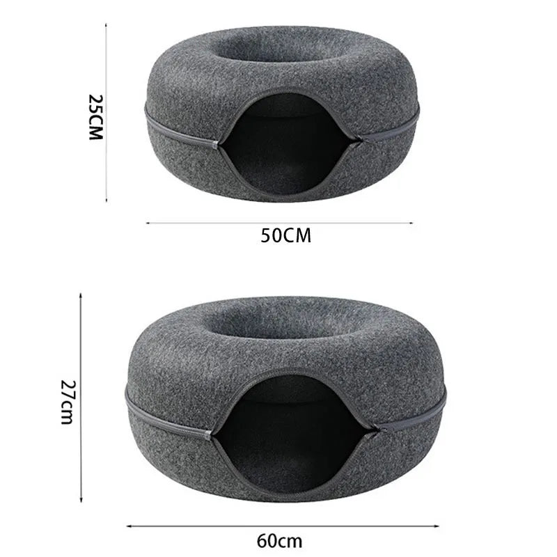 Donut Cat Bed Interactive Tunnel Pet Felt Indoor Toys Cats House Kitten Training Toy Cat Kennel Pets Supplies