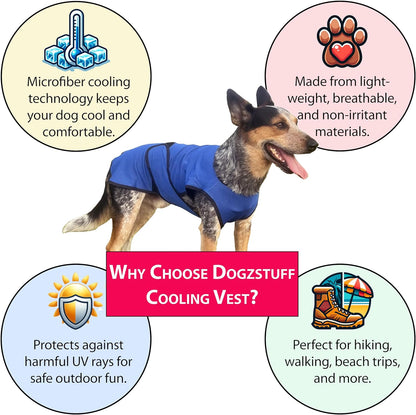 Dog Cooling Vest. Lightweight Jacket with Evaporative Cool Microfiber Technology, UV Protection Shirt for Beach, Sizing for Small, Medium and Large Dogs (XS, Dark Blue)